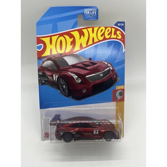 2022 Hot Wheels #38 HW Turbo 3/10 '16 Cadillac ATS-V R Dark Red w/Gray 10 Spokes - Picture 1 of 3